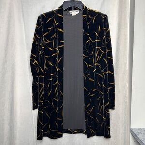 3/$20 💥 Vintage Ronni Nicole Black & Gold Velvet Open Front Duster Cardigan